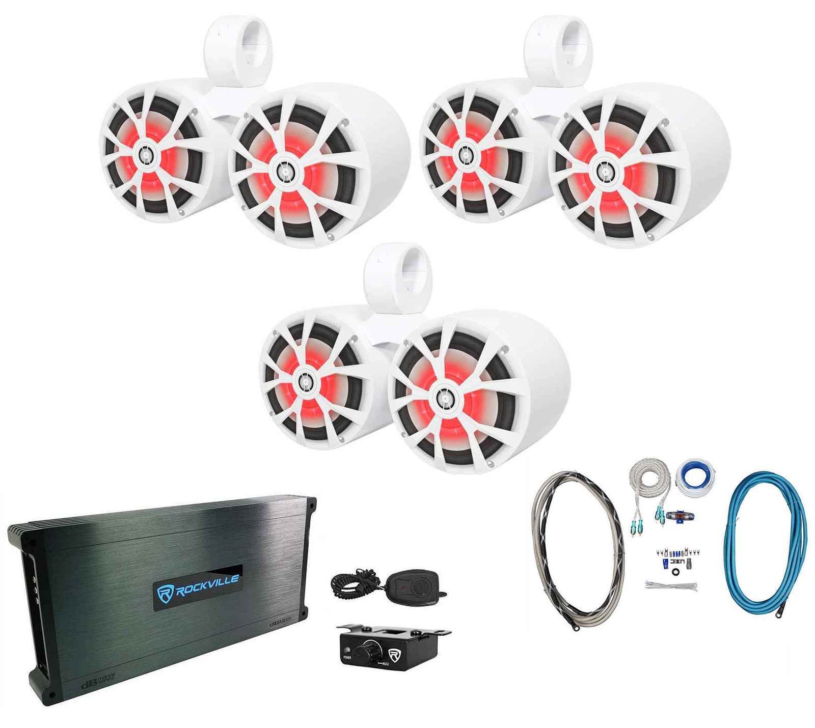 3 Rockville RKL80MW 8 Морская лодка с двумя башнями для вейкбординга Светодиодные колонки Усилитель 136290₽