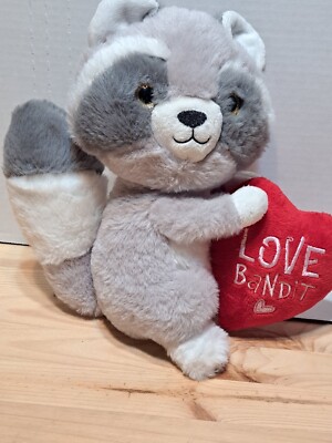 MTY Raccoon With Heart Love Bandit Plush Stuffed Animal 2021 Valentine's Day 10''