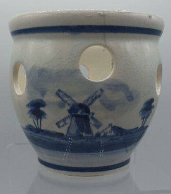 VTG Handpainted Delft Blauw Crocus Bulb Planter Pot Holland