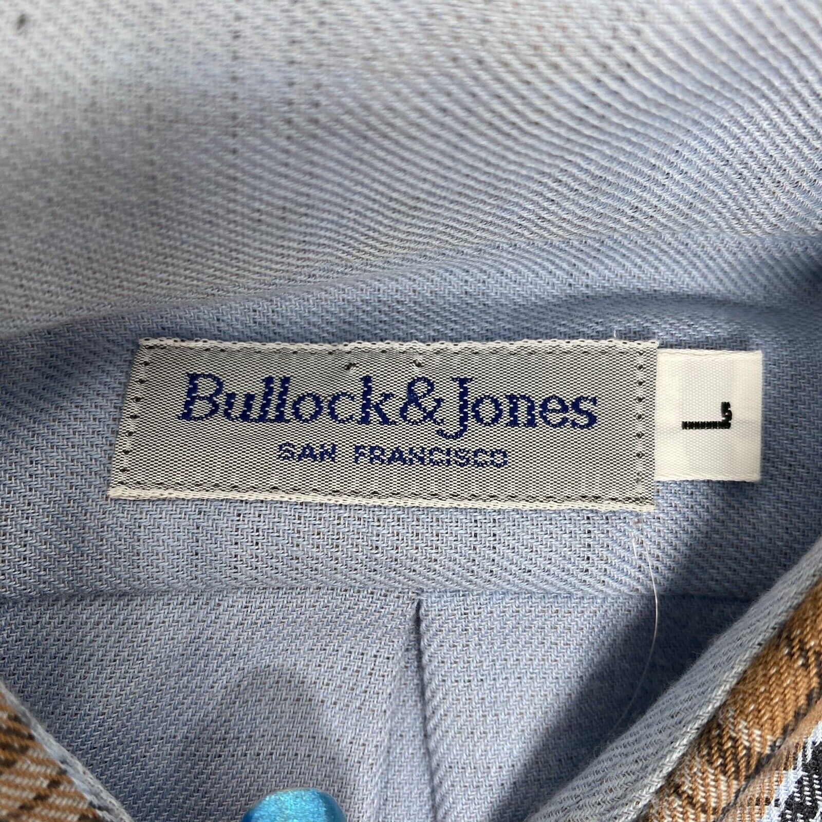 Bullock And Jones Men's Large Brown Blue Plaid Lo… - image 4