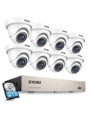 ZOSI 8 Channel 5MP Lite DVR 2TB Security Camera System 1080p Outdoor for Home