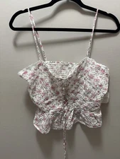 Altar'd State Eyelet Floral Smocked Crop Top Size Xl NWT