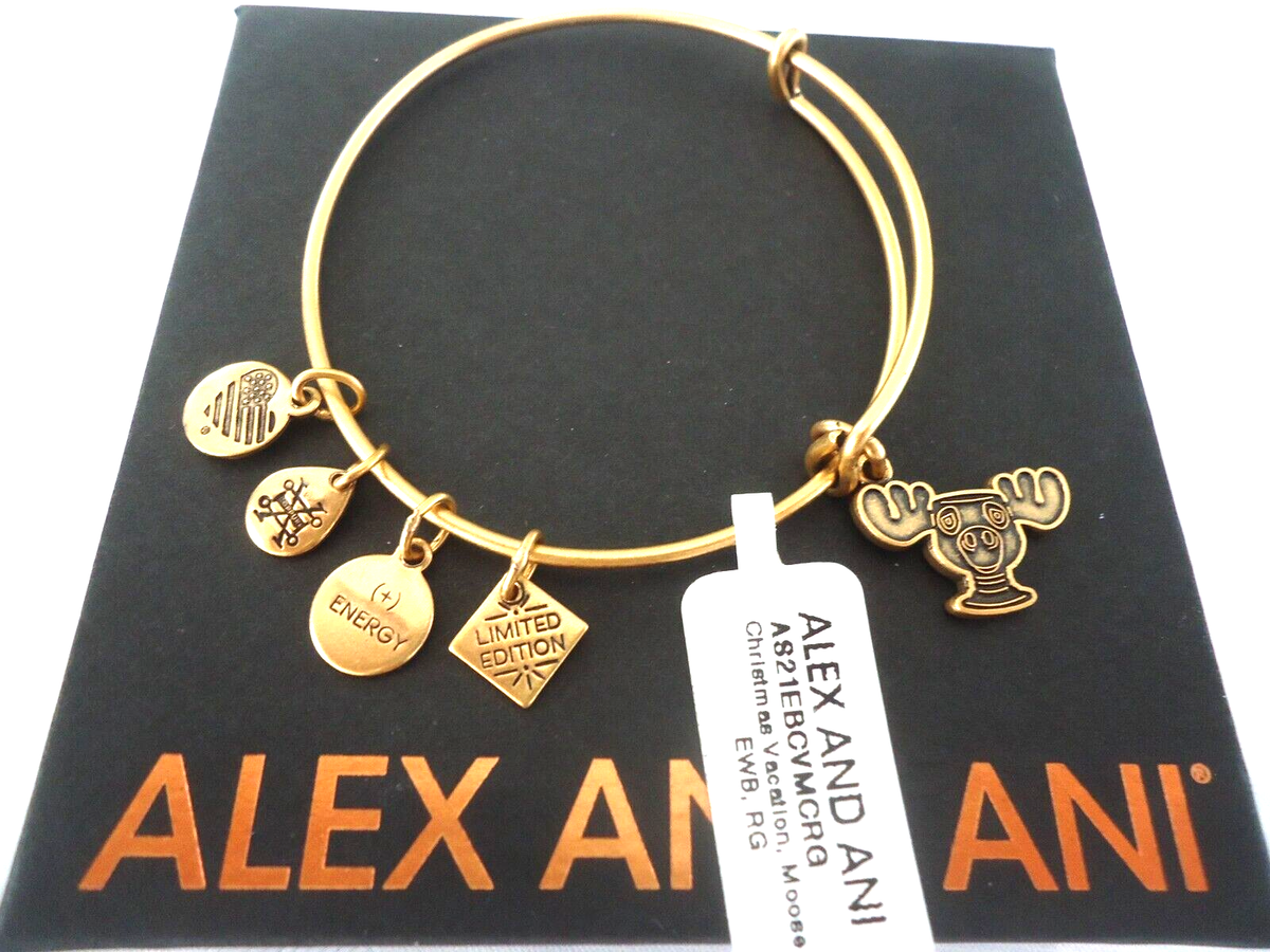 Alex and Ani CHRISTMAS VACATION MOOSE CUP Charm Bangle New W/Tag Box