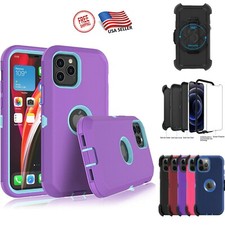 For iPhone 12/ 12 Pro Max Shockproof Defender Case With Stand Belt Clip Holster