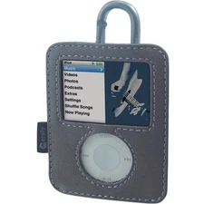 MACALLY BELLA  Leather Case cover w/ carabiner clip Apple 3rd 3gen 3g iPod Nano 