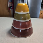 PYREX Americana Autumn Colors Nesting Mixing Bowl Set 4 Fall Vtg 401 402 403 404