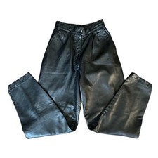 Vintage Donna Pelle Leather High Waisted Pleated Pants size 6