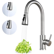 Brushed Nickel Kitchen Faucet Sink Mixer Faucet Pull Down Sprayer Single Handle