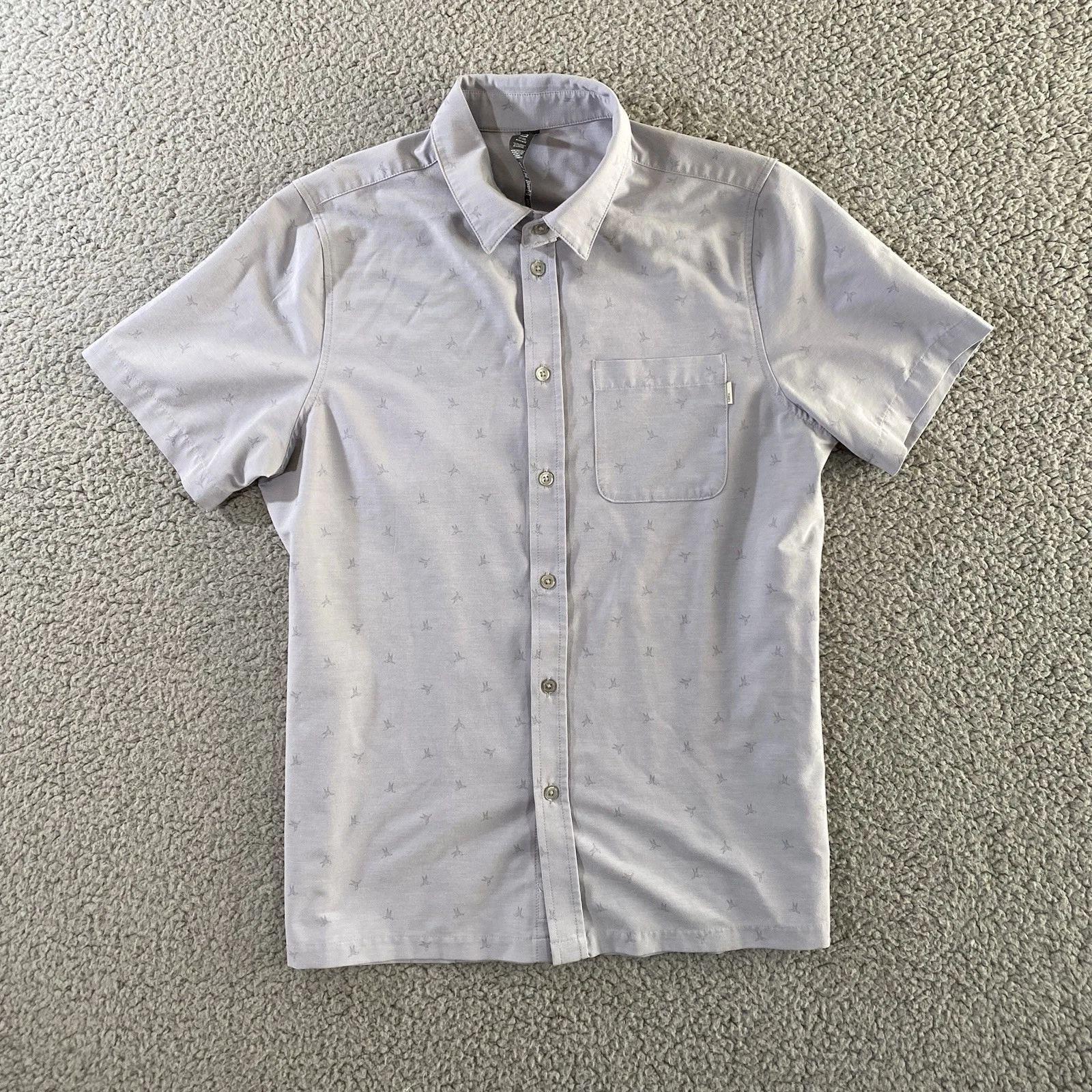 vuori button down short sleeve print casual shirt