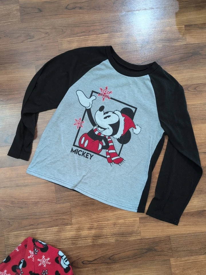 Disney Mickey Mouse Pajamas Child's Size 10 Fleece Pants Long Sleeve Gray Red - Image 4 of 4