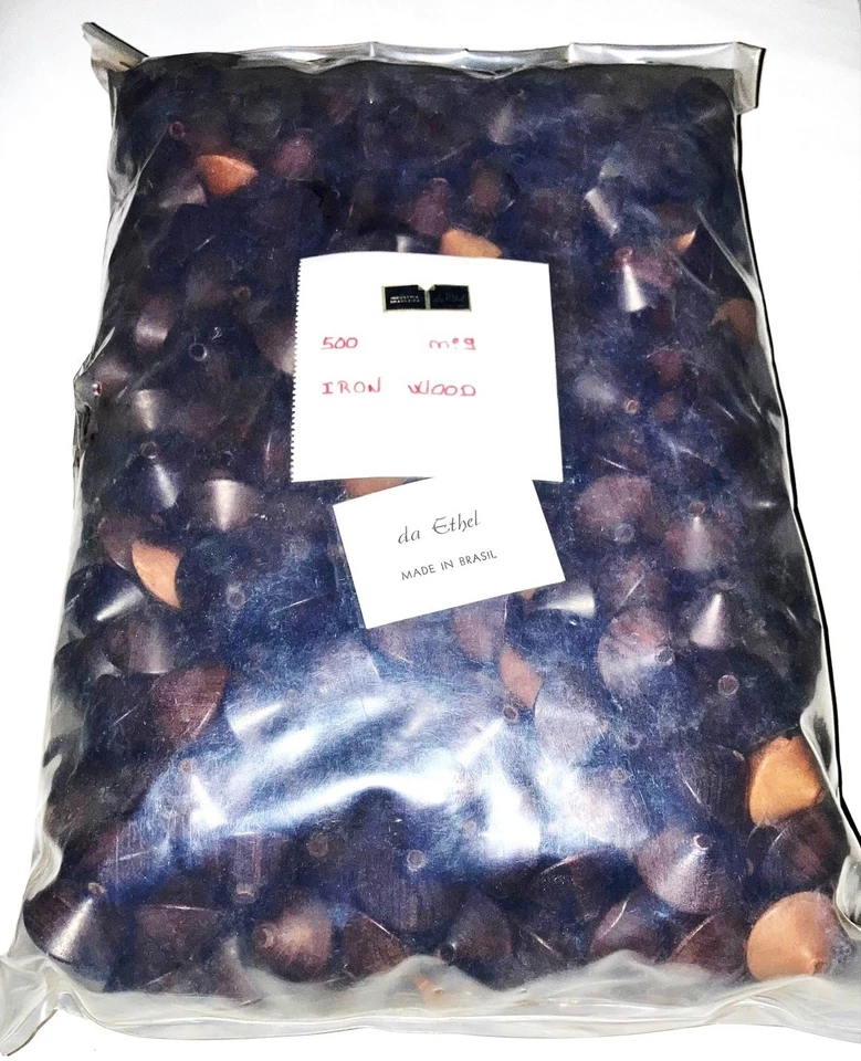 12 cuentas espaciadoras de platillo lisas grandes de madera de hierro brasileño genuino vintage L664D Foto 4 de 4