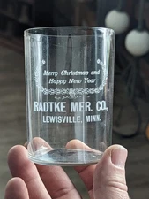Etched Season Greetings Radtke Mer Co Lewisville Minnesota MN Advertising Glass