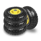 10 Inch Flat Free Dolly Tire Wheel 4.10 3.504 Solid Rubber Garden Cart Hand Tru