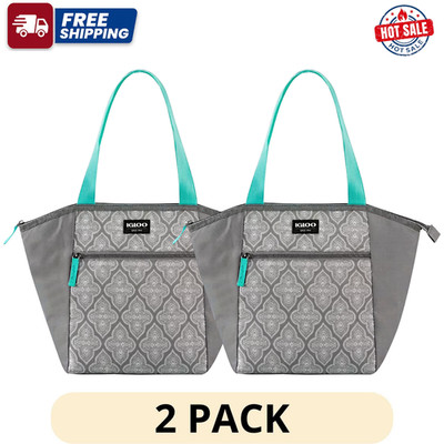 2 Pack Igloo Essential 14 Can Tote Lunch Cooler Gray Teal Insulated Food Bag