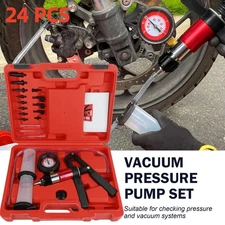 24PCS Hand Held Vacuum And Pressure Pump Tester Tool Car Brake Bleeding Kit 