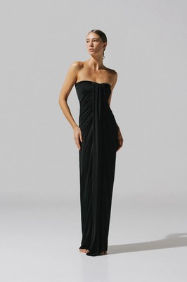 Baobab Black Strapless Lena Maxi Dress Gown Resort Cocktail Party Sz S $285 NEW