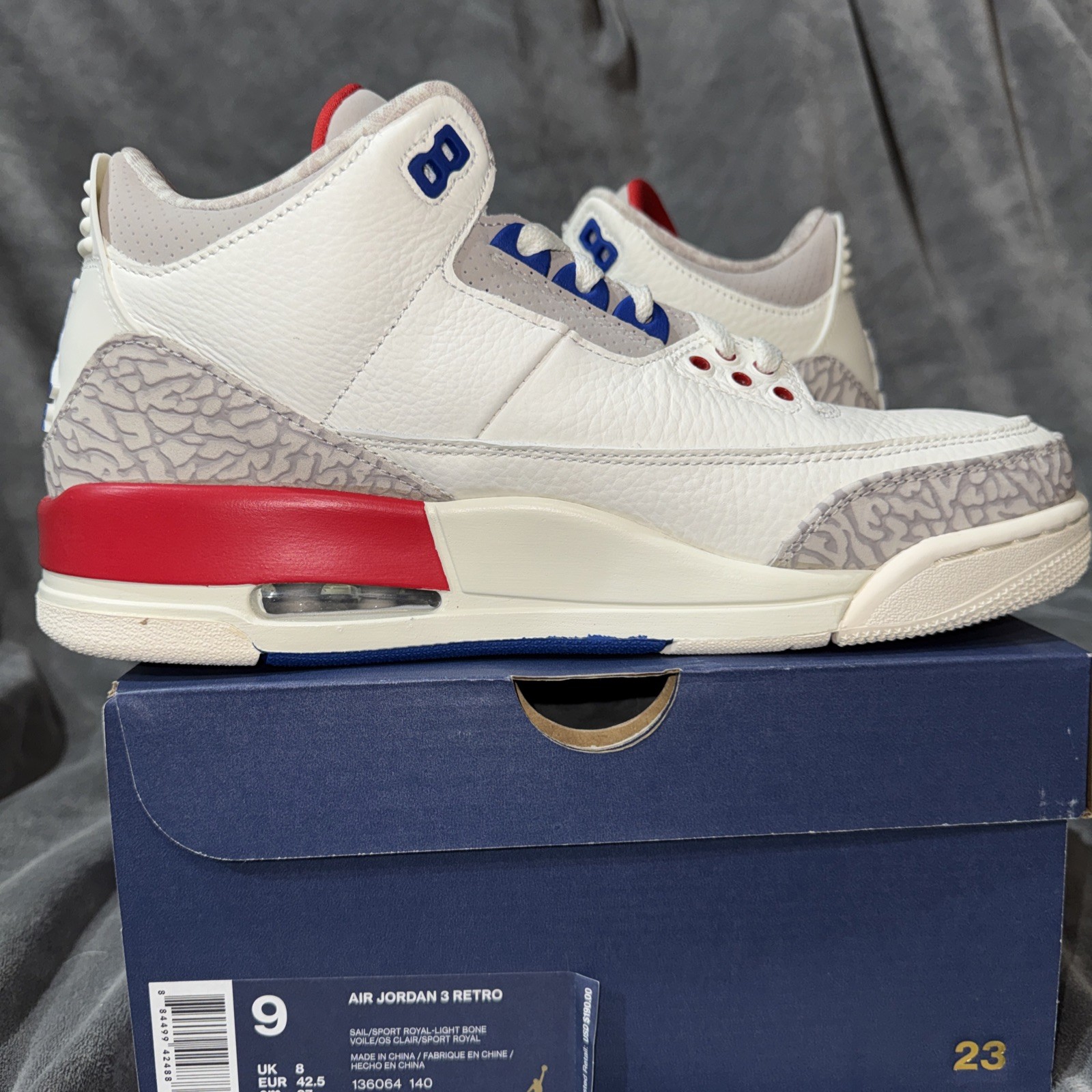 Nike Air Jordan 3 Retro Men's Size 9 International Flight Sail 136064-140 thumbnail 5