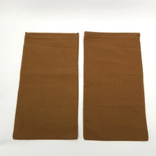 2 Gucci Brown Shoe Dust Bags Soft Flannel Cotton Drawstring 15 x 8 Italy