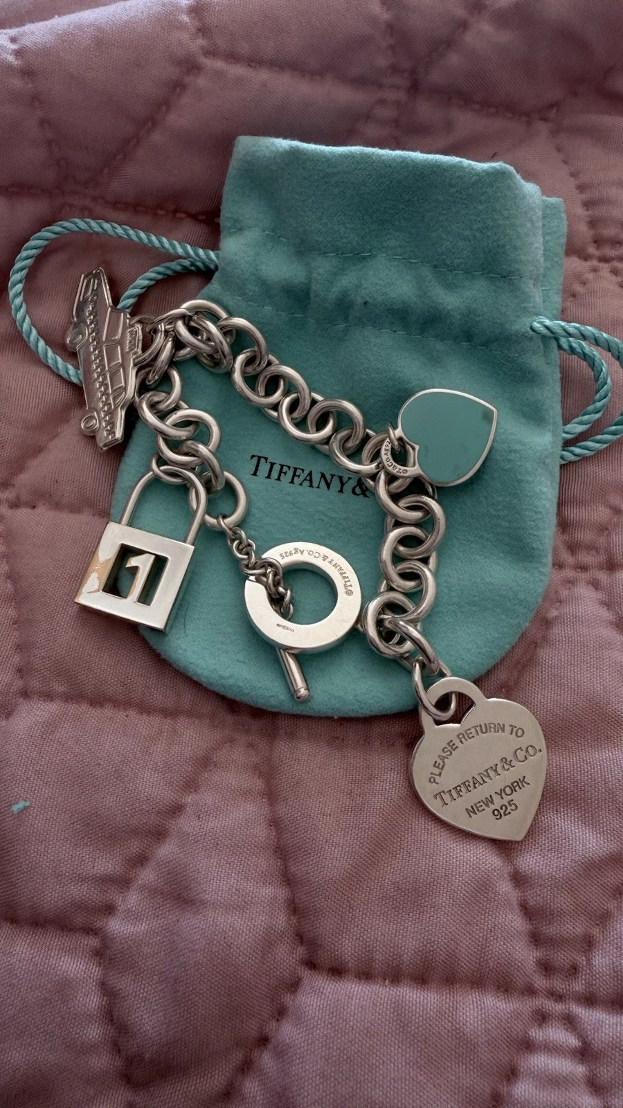 Tiffany & Co New York Toggle Bracelet With 4 Charms