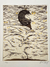 ZUSH / EVRU SURREALISTISCHE LANDSCHAFT MIT AUGE BALL ORIGINAL KUNSTDRUCK