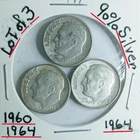 Lot of Roosevelt Dimes 90% Silver 1960-1964-1964 VG Condition Look @ & Judge Gem