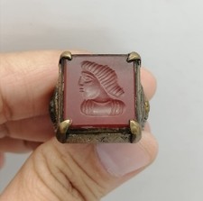 Agate Old Unique  Roman  Stone With Silver Ring