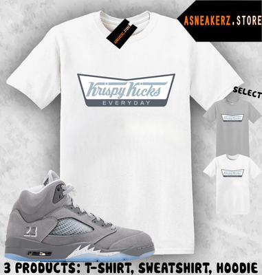 #ad Tee Shirt Matching AJ 5 Wolf Grey 2026 To Match Sneaker Krispy Kicks T Shirt $24.89