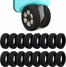 16 Pack Luggage Wheel Protectors Suitcase Wheel Covers, Black Durable Rubber Pro