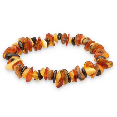 Bracelet en Ambre Multicolore Élastique - Photo 1/4