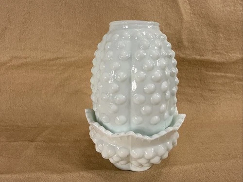 Vintage White Hobnail Milk Glass Fairy Light, Candle Holder