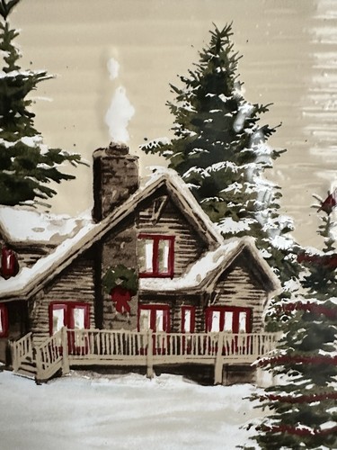 St. Nicholas Square “Snow Valley” Square Plate Cabin Pine Tree 10 1/2” - Picture 3 of 8