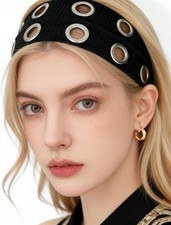 Grommet Headband for Women, Wide Head band with Hollow Out Eyelets, Stylish