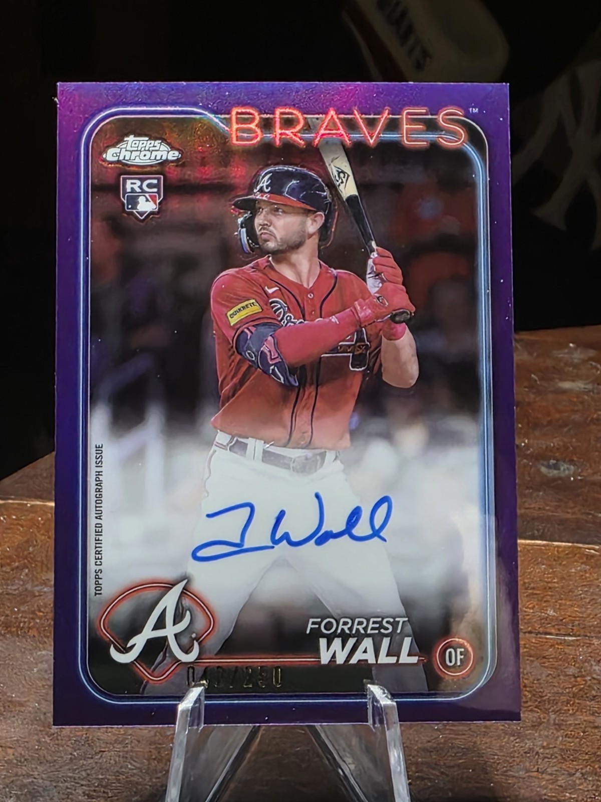 2024 Topps Chrome Rookie Autographs Forrest Wall #RA-FW Purple Refractor 042/250