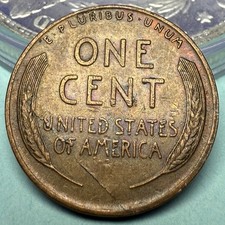 1945 Wheat Penny Large Lamination Or Die Crack Coin Defective Planchet .