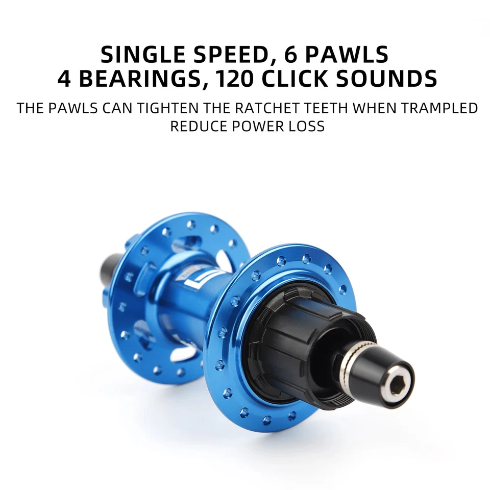 BMX Dirt Rear Hub 32H 36H 4 Bearings 120 Click 6 Pawls Street Trial Bicycle Hub - Image 4 of 4