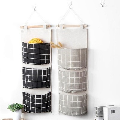 Hängende Wand Aufbewahrung Organizer 3 Taschen Baumwolle Leinen Tasche Tür Schrank Schlafzimmer Verwendung