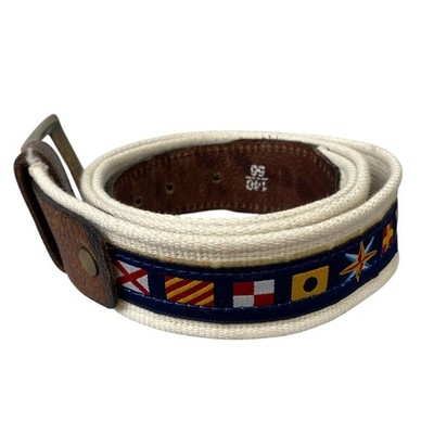 VINTAGE Maritim Flaggen Leder Canvas Gürtel L/XL 36/38/40 Herren Yacht Boot Segeln