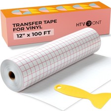 Transfer Tape for Vinyl - 12" x 100 FT w/Red Alignment Grid Transfer Paper, M...