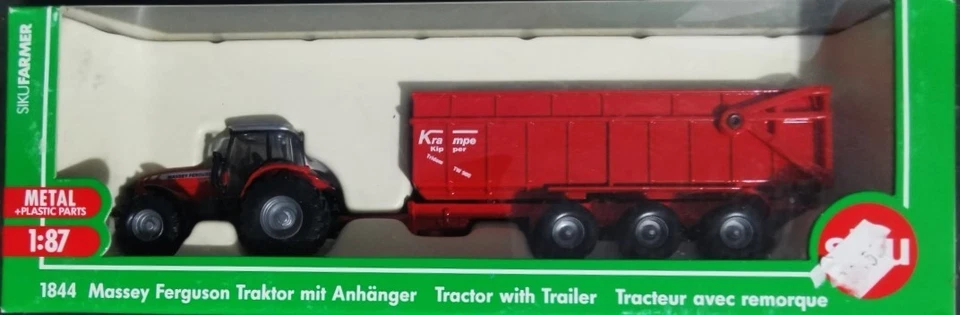 SIKU 1844 Trattore Massey-Ferguson con rimorchio cassonato aperto - scala H0 - Immagine 2 di 4