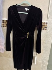 Calvin Klein Sz 4 Dark Maroon Long Sleeve Stretch Unlined Party Dress
