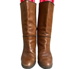 Chloe Tall Leather Heel Boots Size 36 Made In Italy Bohemian Chic