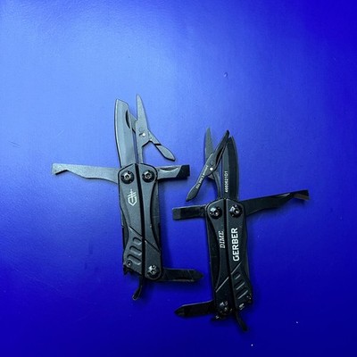 Lot of 2 Gerber Dime Multi-Tools Small Keychain Pliers Knife File Scissors