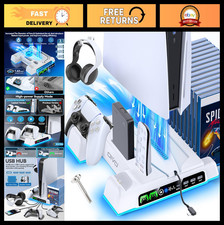 PS5 Cooling Stand Controller Charger Station with LED Light, 3-Speed Fan, Acce