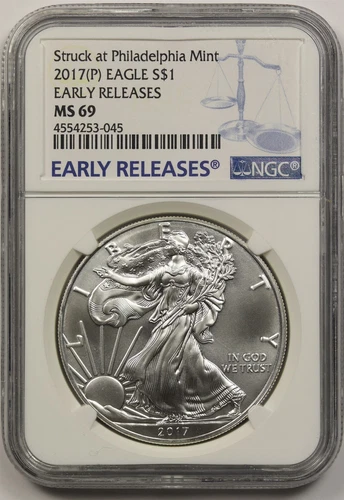 2017-(P) Silver Eagle $1 MS 69 NGC Early Releases Struck at Philadelphia Mint 