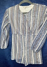 HAYDEN Girls Striped Sequin Long Sleeve Navy Orange Romper; Auburn Gameday LARGE