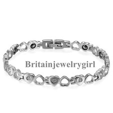 8.2" Women Heart Hollow Stainless Steel Magnetic Therapy Bracelet Mother's Gift