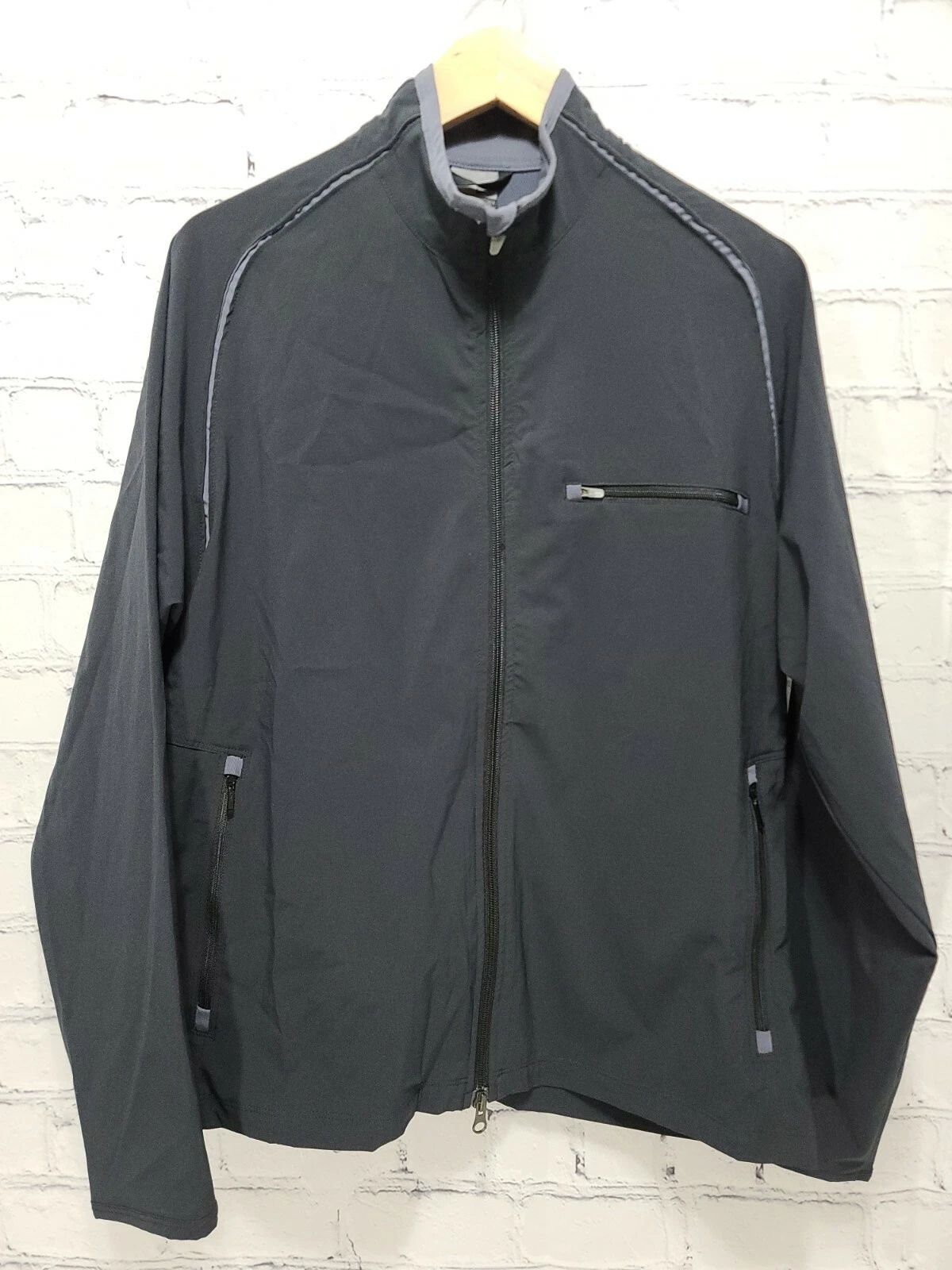 NIKE Men's Black Gray Full Zip Athletic Track Jacket Medium, 124776 C24