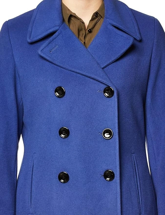 Chaquetón clásico de doble botonadura azul real preppy talla 8 de Calvin Klein para mujer Foto 3 de 3