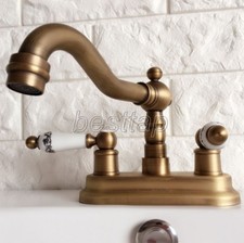 Antique Brass 4" Centerset Bathroom Two Holes Basin Faucet Sink Mixer Tap san064