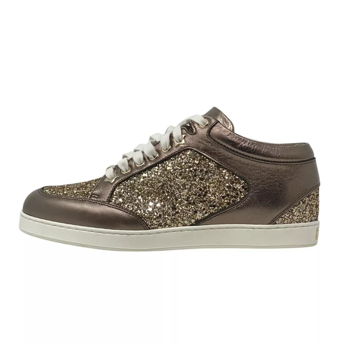 Jimmy Choo Antique Gold Glitter Miami Sneakers Size 2 5 UK New
